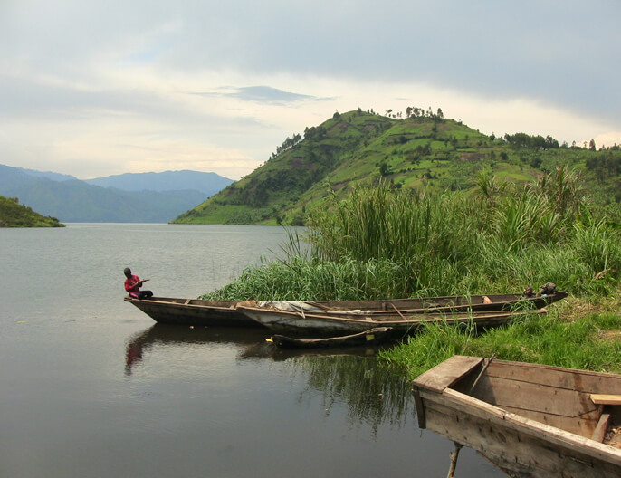 Paysage bord lac Kivu cafÃ© arabica Congo 250g